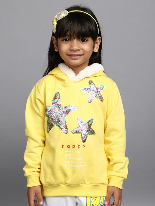 girls yellow sequined hooded sweatshirt - 20596054 - Very Small Image - 1