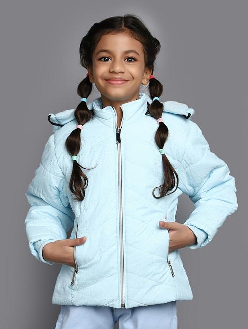 girls light blue printed quilted jacket - 20596082 - Very Small Image - 1
