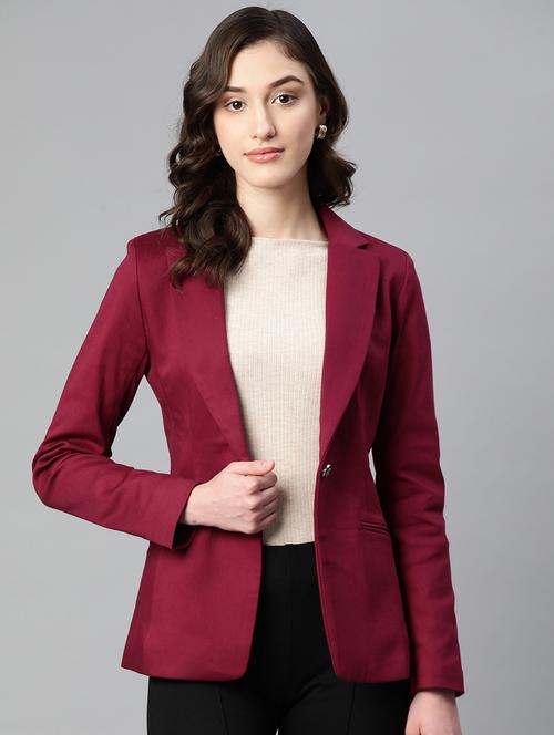 women solid formal blazer - 20596156 - Very Small Image - 1