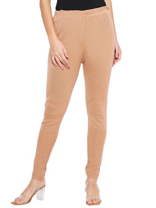 women beige solid woolen legging - 20598391 - Very Small Image - 1