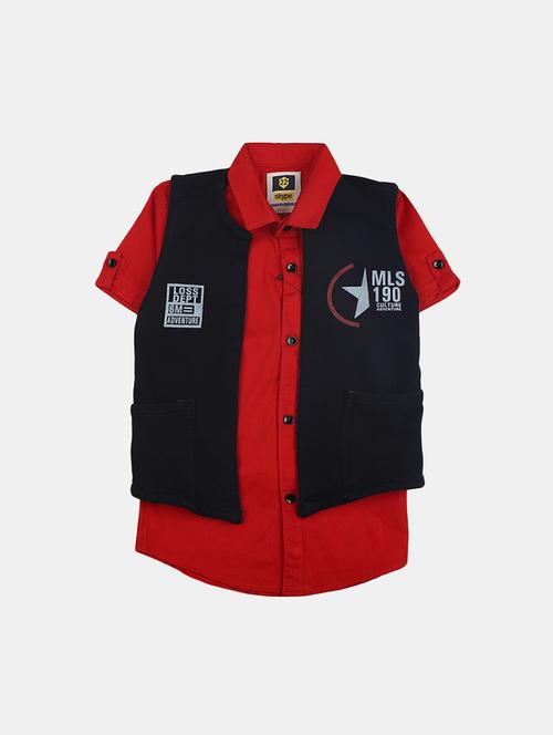 boys short sleeved printed shirt with jacket - 20599117 - Very Small Image - 1