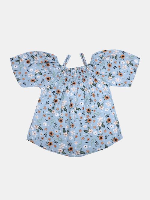 girls floral printed a-line top - 20599244 - Very Small Image - 1