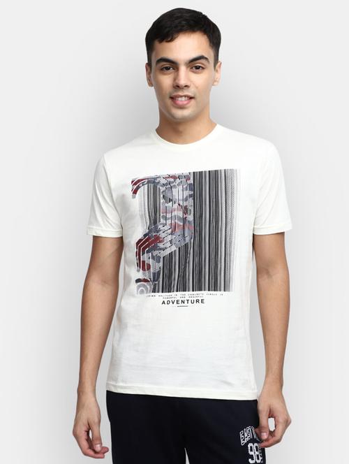 white front printed casual t-shirt - 20599931 - Very Small Image - 1