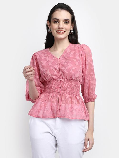 pink cotton a line top - 20600157 - Very Small Image - 1