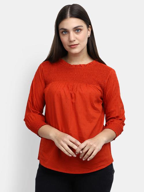 rust cotton a line top - 20600191 - Very Small Image - 1