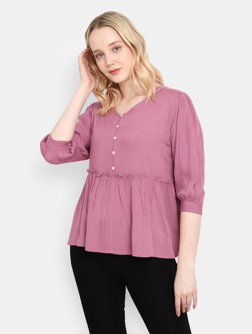 pink rayon a line top - 20600193 - Very Small Image - 1
