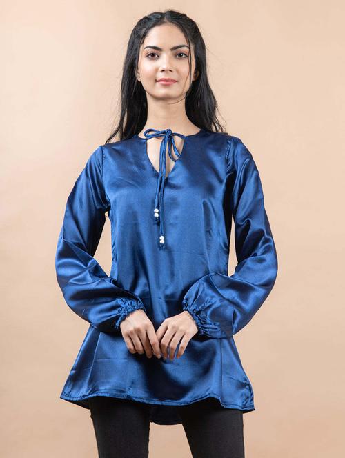 women blue solid full sleeve top - 20600864 - Very Small Image - 1