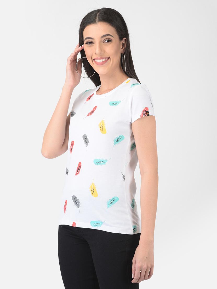 women all over print round neck t-shirt - 20601365 - Zoom Image - 2