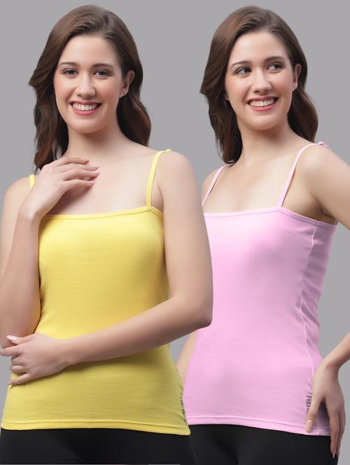 women set of 2 multi color solid tank top - 20601971 - Very Small Image - 1