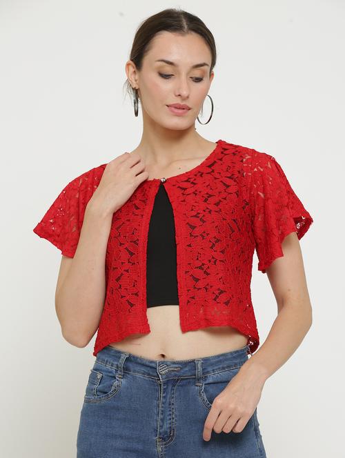 women lace detailed flared sleeves shrug - 20602281 - Very Small Image - 1