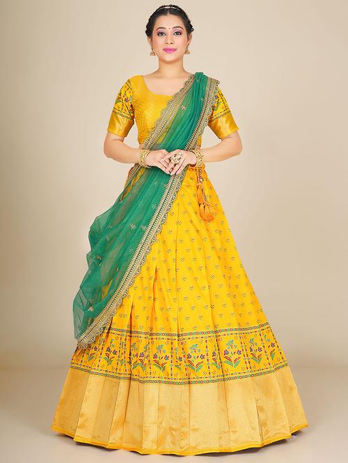 women yellow semi-stitched lehenga choli with dupatta - 20602783 - Very Small Image - 1
