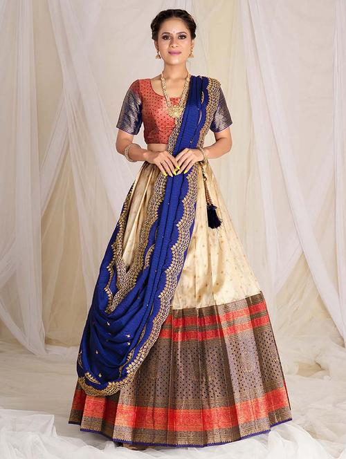 women banarasi silk lehenga choli  with dupatta set - 20603132 - Very Small Image - 1