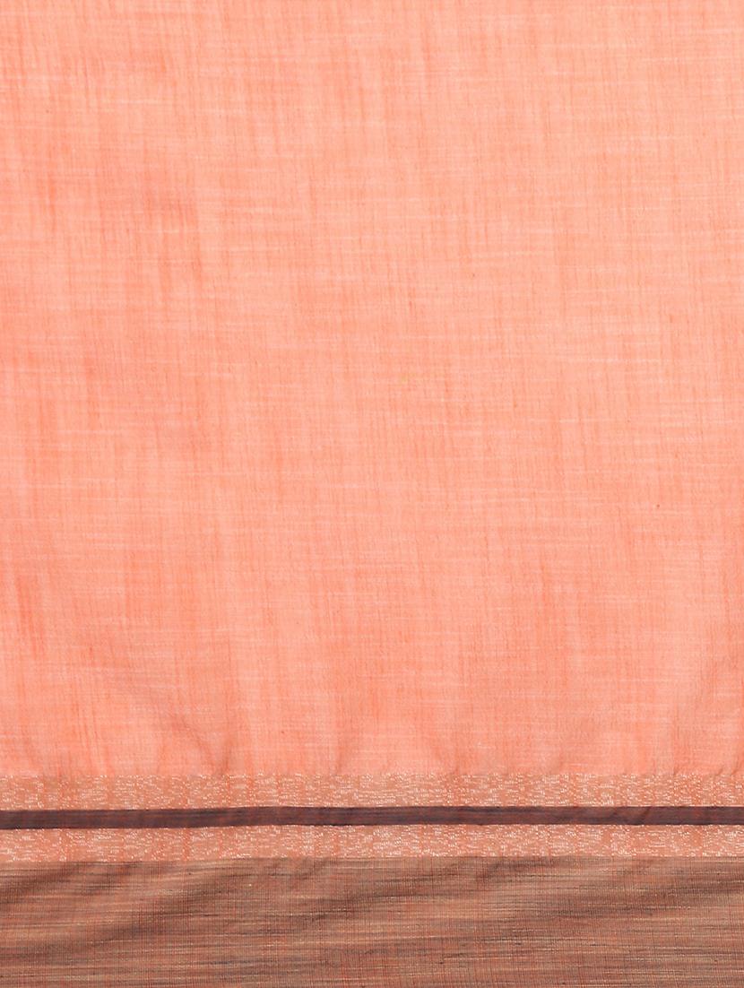 peach self design handloom saree with blouse - 20604312 - Zoom Image - 6