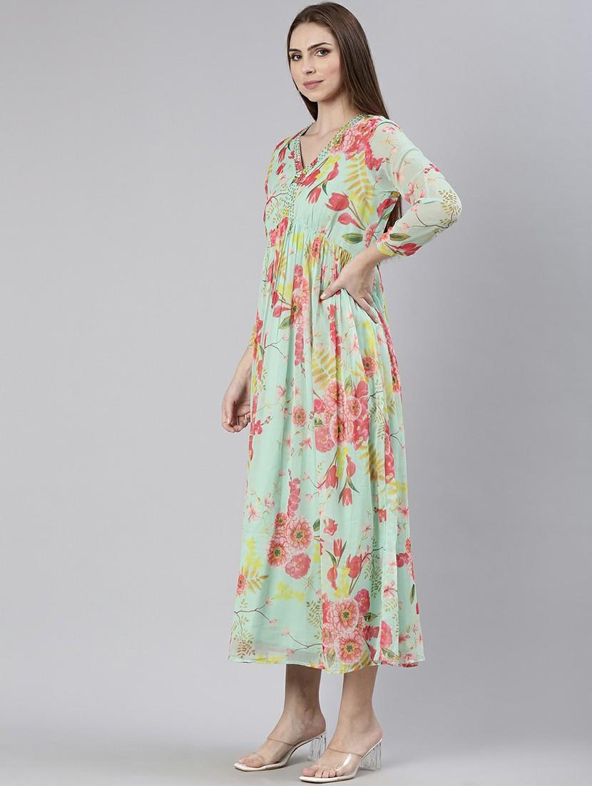 women floral print fit & flare midi dress - 20605268 - Standard Image - 1