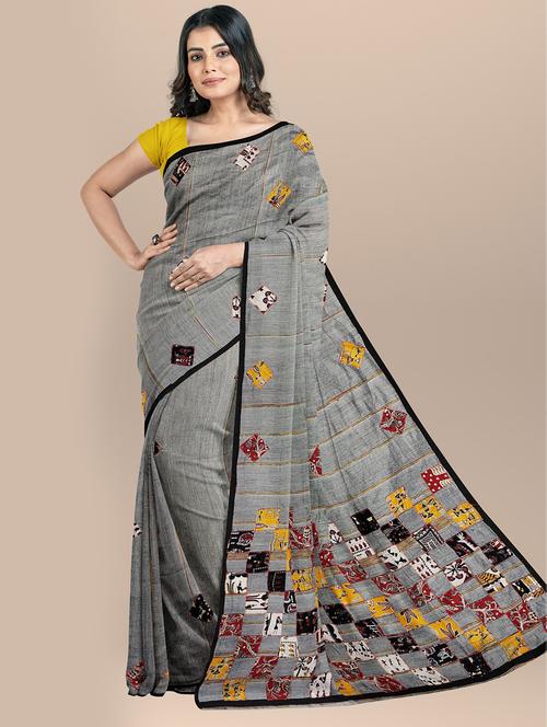 women geometric printed saree with blouse - 20608705 - Very Small Image - 1
