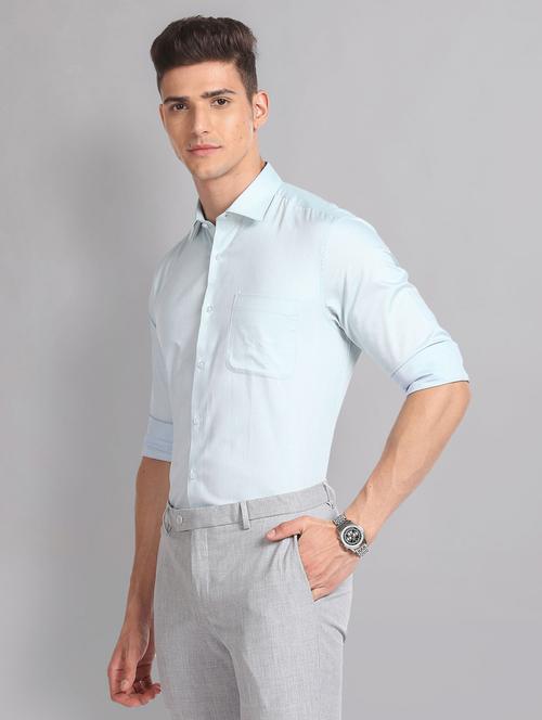 sea green cotton formal shirt - 20609231 - Very Small Image - 1