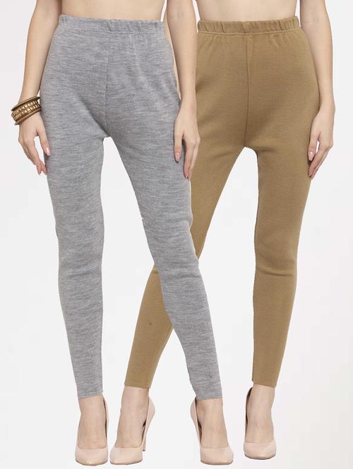 women set of 2 multi coloured woollen leggings - 20610136 - Very Small Image - 1