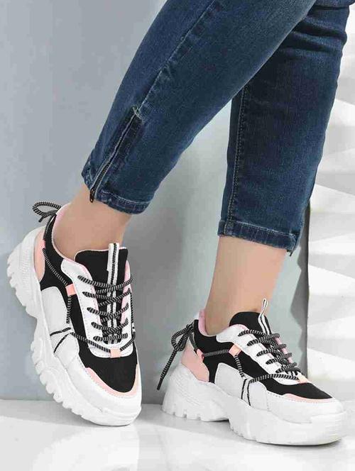 colourblocked lace up casual sneakers - 20611051 - Very Small Image - 1
