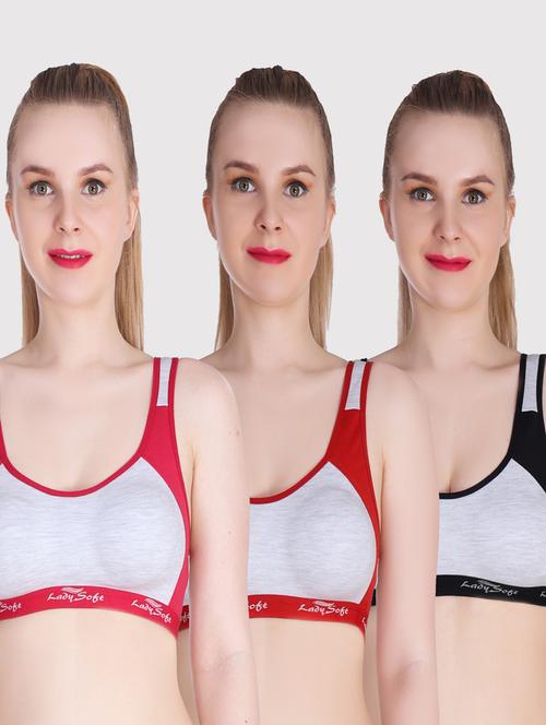 pack of 3 color block sports bra - 20611319 - Very Small Image - 1