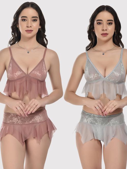 pack of 2 bralette and thongs set - 20611944 - Very Small Image - 1