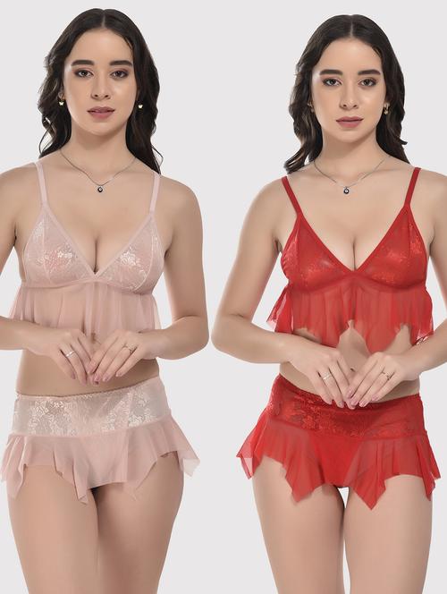 Women Set Of 2 Bras And Panty - 20611957 - Very Small Image - 1