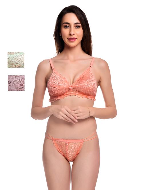 pack of 3 net bra and panty set - 20612037 - Very Small Image - 1