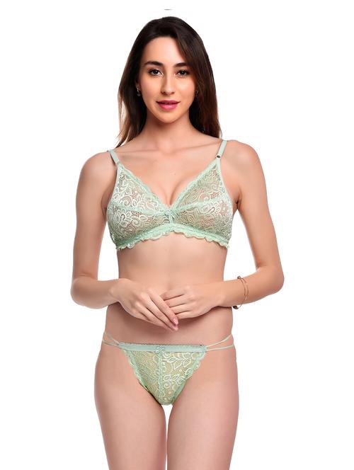 green net bras and panty set - 20612056 - Very Small Image - 1