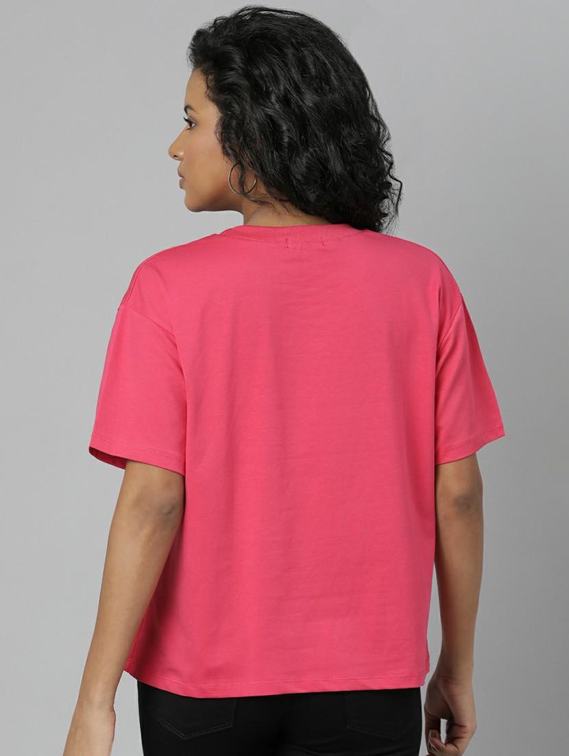 women pink graphic boxy t-shirt - 20612605 - Standard Image - 2