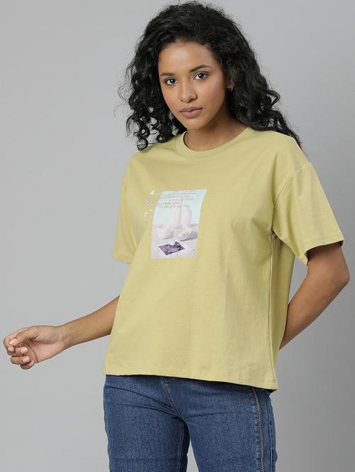 women yellow graphic boxy t-shirt - 20612608 - Very Small Image - 1