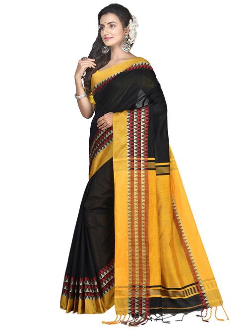 black self design handloom saree with blouse - 20613997 - Very Small Image - 1