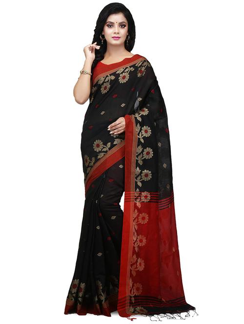 women black self design handloom saree with blouse - 20614076 - Very Small Image - 1