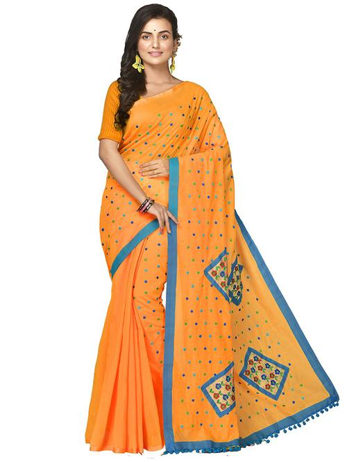 women mustard embroidered saree with blouse - 20614187 - Very Small Image - 1
