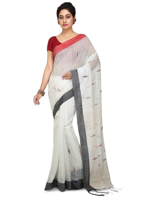 women white self design handloom saree with blouse - 20614257 - Very Small Image - 1