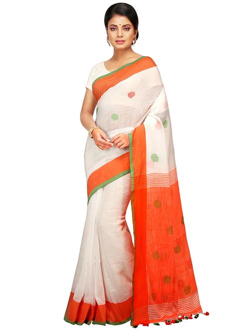 women white self design handloom saree with blouse - 20614352 - Very Small Image - 1