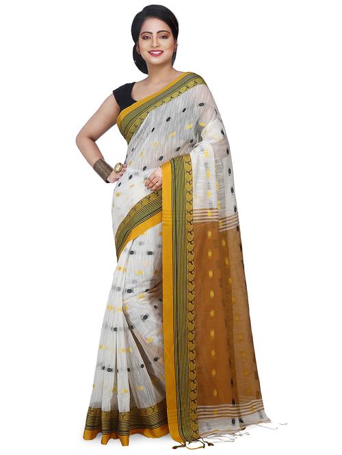 women white self design handloom saree with blouse - 20614380 - Very Small Image - 1