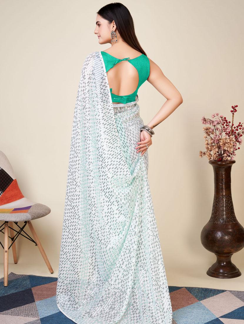 women sequined work saree with blouse - 20615764 - Standard Image - 2