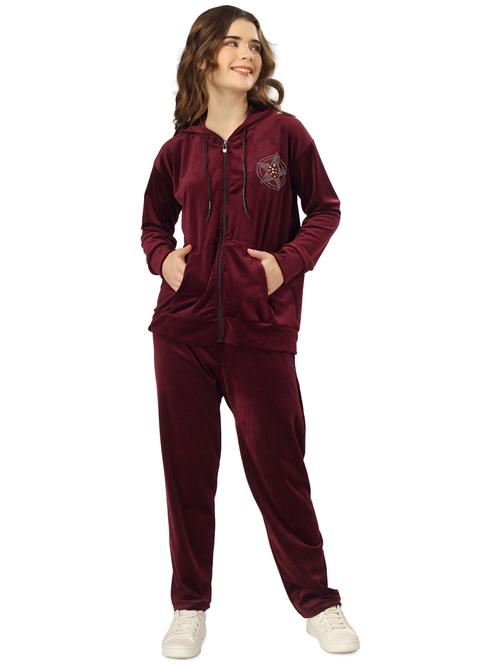 maroon velvet embellished sweatshirt - 20616036 - Very Small Image - 1