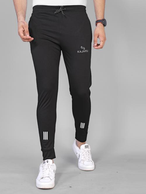 black lycra blend ankle length track pant - 20616616 - Very Small Image - 1