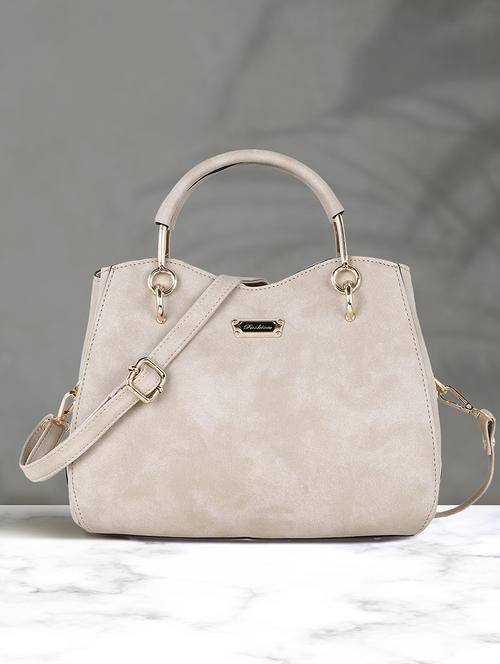 beige leatherette (pu) handbag - 20616934 - Very Small Image - 1