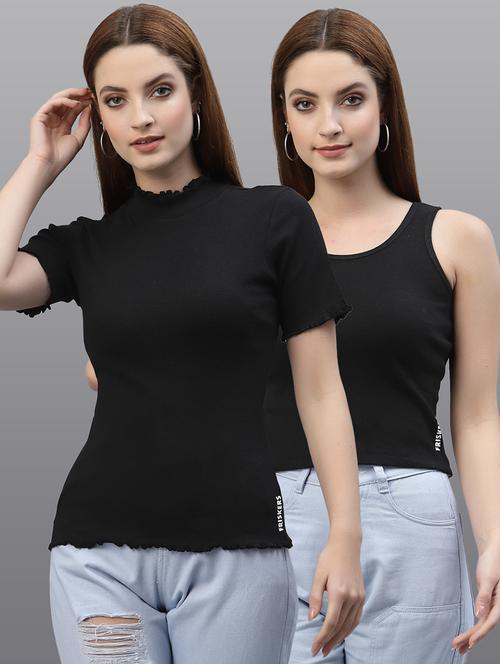 women set of 2 black casual top - 20617626 - Very Small Image - 1