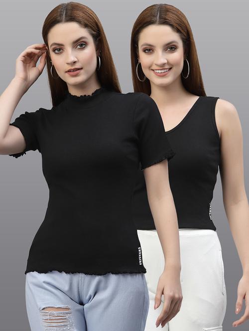 women set of 2 black casual top - 20617631 - Very Small Image - 1