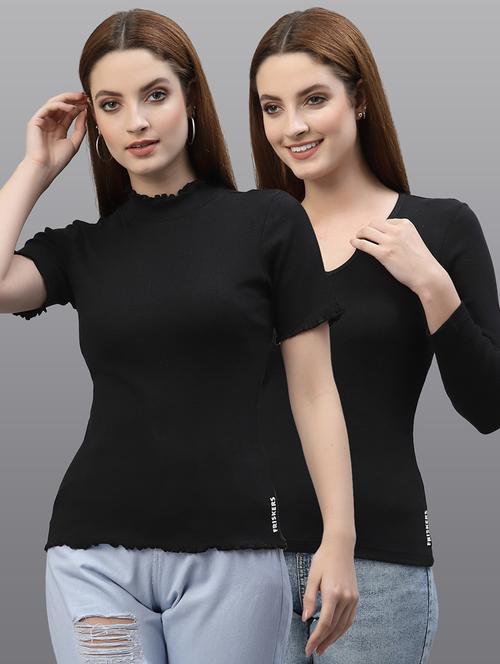 women set of 2 black casual top - 20617640 - Very Small Image - 1