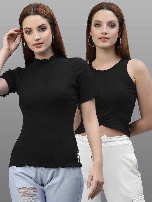 women set of 2 black casual top - 20617642 - Very Small Image - 1
