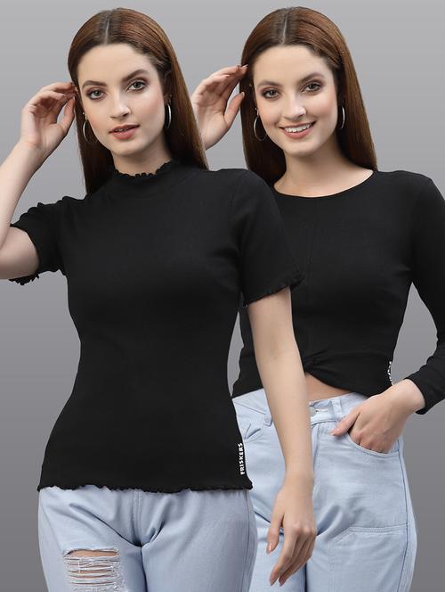 women set of 2 black casual top - 20617644 - Very Small Image - 1