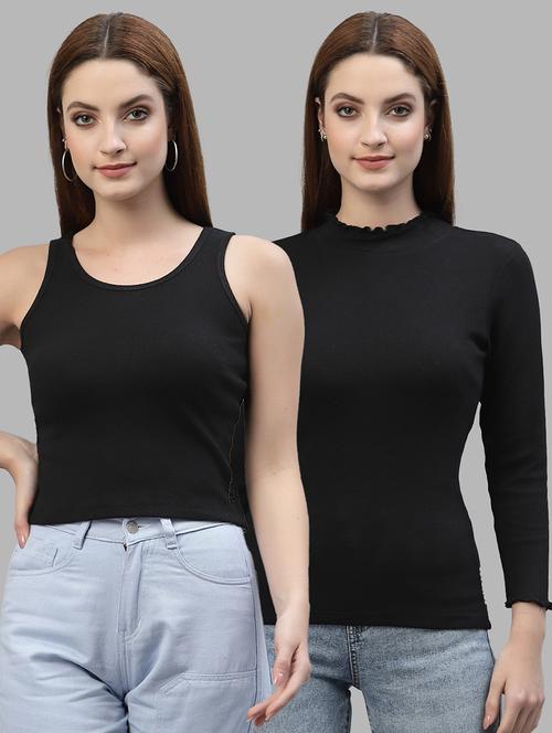 women set of 2 black casual top - 20617655 - Very Small Image - 1