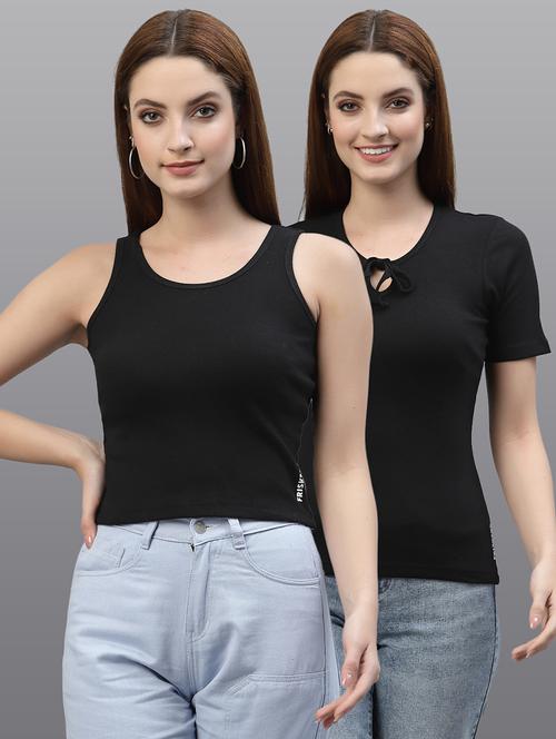 women set of 2 black casual top - 20617656 - Very Small Image - 1