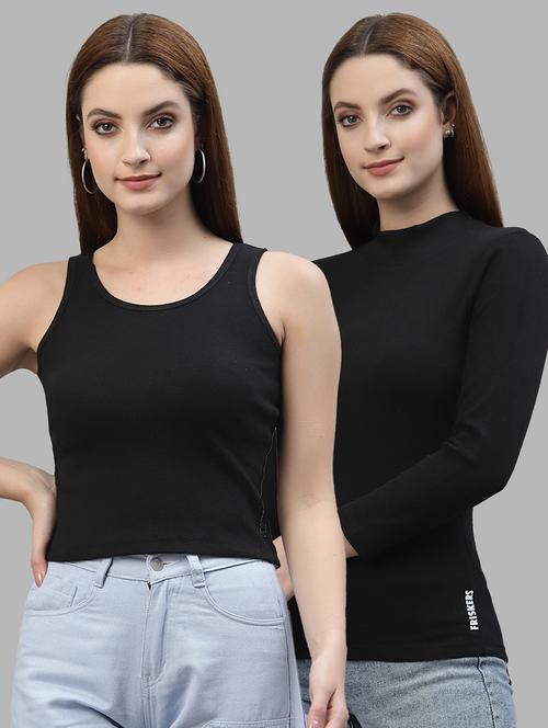 women set of 2 black casual top - 20617658 - Very Small Image - 1