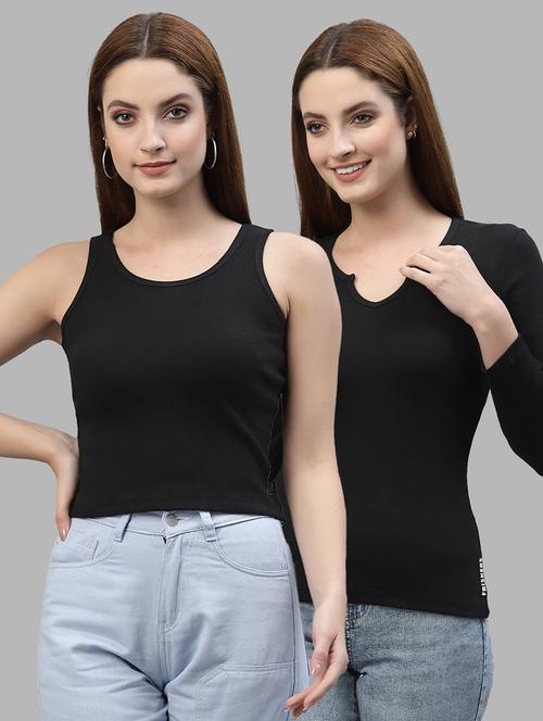 women set of 2 black casual top - 20617660 - Very Small Image - 1