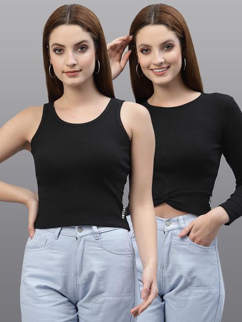 women set of 2 black casual top - 20617664 - Very Small Image - 1