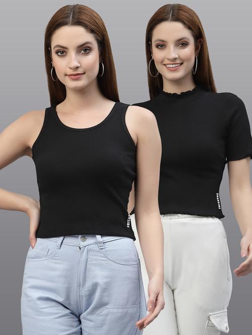 women set of 2 black casual top - 20617666 - Very Small Image - 1
